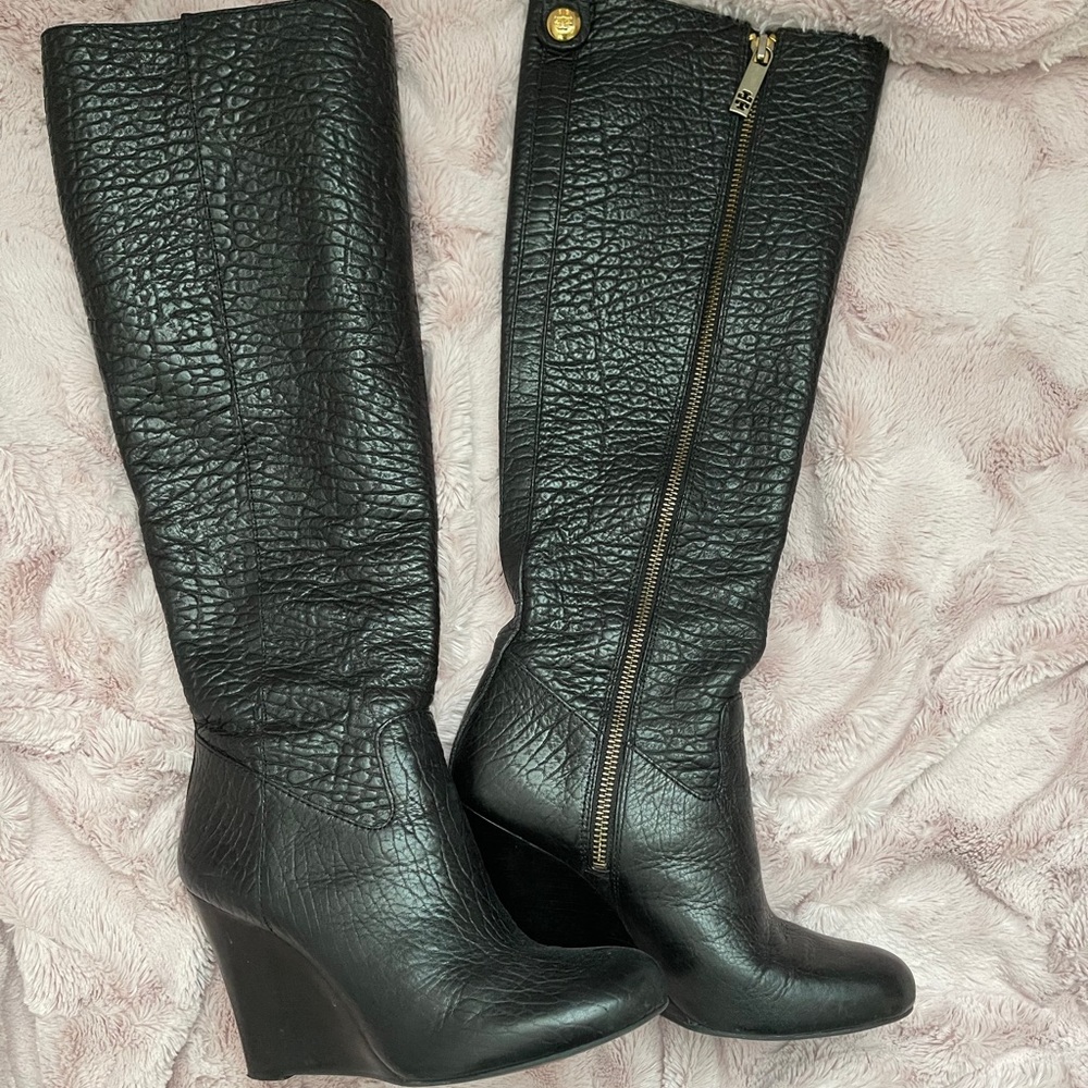 Tory Burch Croc imbosed Leather Boots